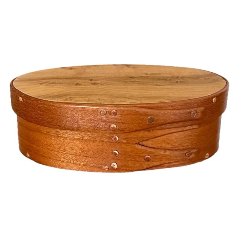 Shaker Box Mini Oval Wood Trinket Dish Pin Case 3 Finger Vintage Jewelry Box